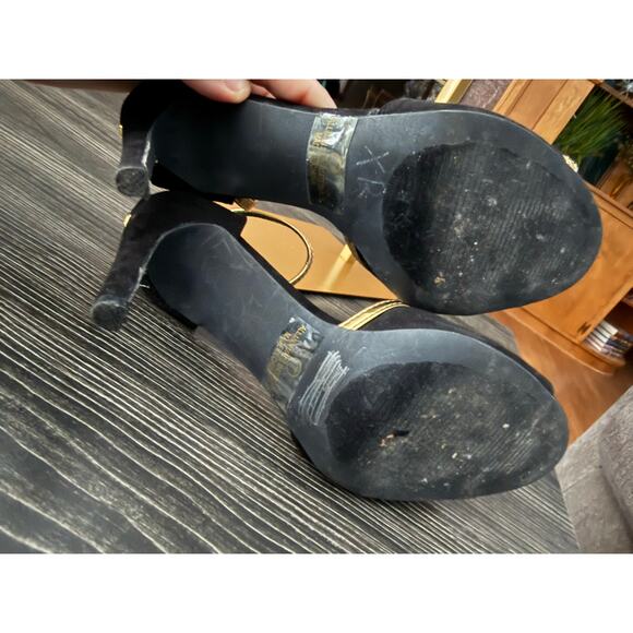 LuLu’s Goldengal Black Suede Ankle-Strap Heels Sz. 7 - Picture 7 of 7